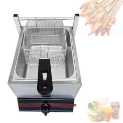 Stainless Steel Gas Fryer Countertop Fried Chicken French Fries Machine Commercial Deep Fryer Machine with Dual Tanks