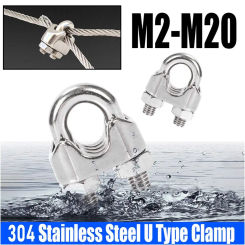 1Pc Fixing Clip Wire Rope Sleeve 304 Stainless Steel U Type Wire Clamp Bolts Rigging M2/3/4/5/6/8/10/12/14mm Hardware Cable Clip