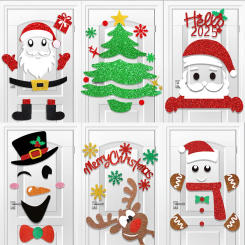 2025 Christmas Decoration Door Stickers Non-woven Santa Claus Christmas Tree Snowman Elk Window Sticker Xmas Home Decorations