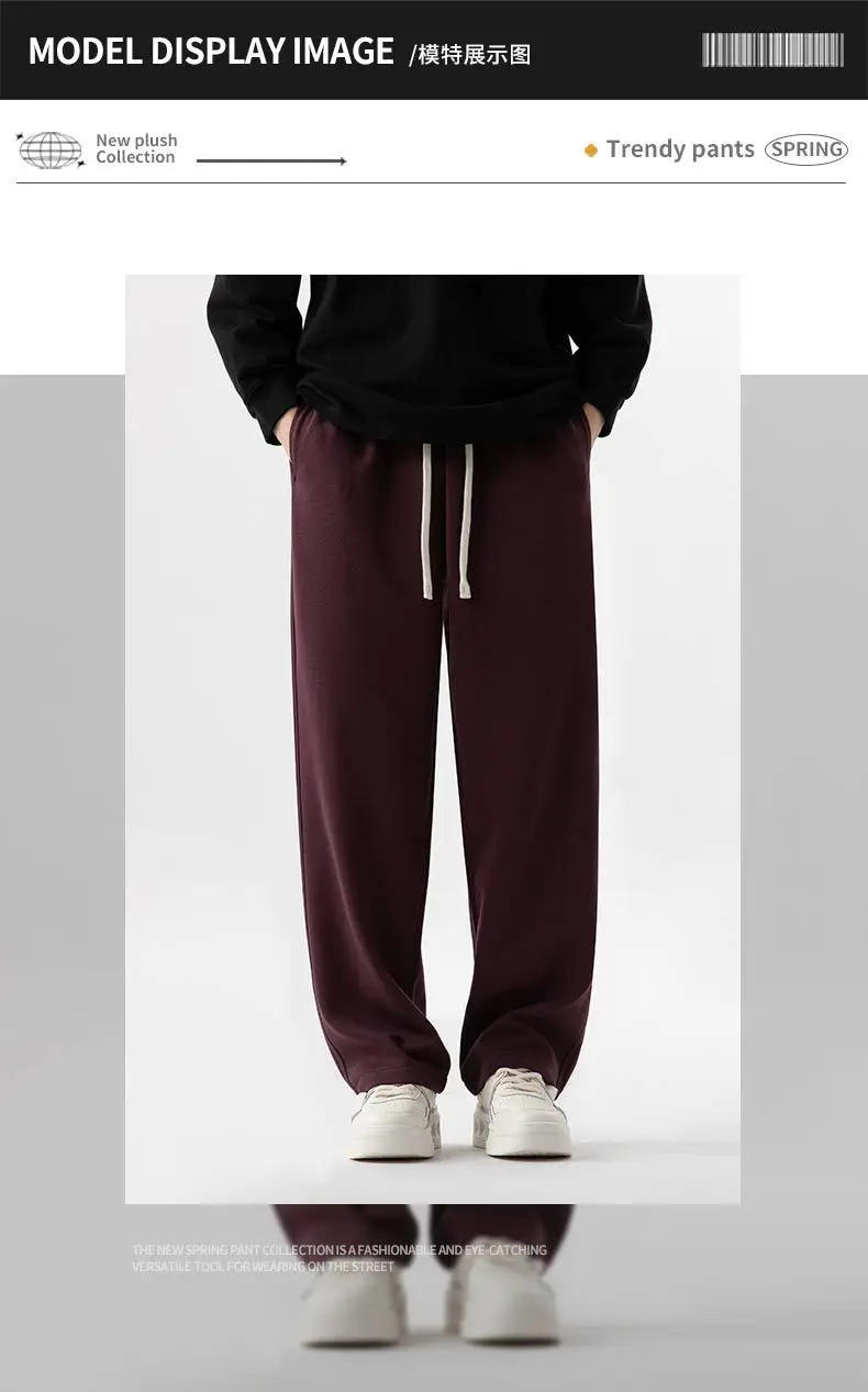 Description Picture 3 of itemTrending Men`s Casual Loose Streetwear Flare Sweat Pants Men Pants Outdoor Jogger Patchwork Overalls Sweatpants with Pockets