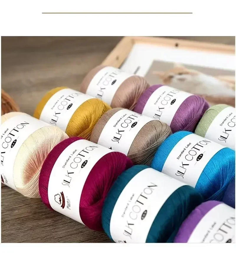 Description Picture 6 of item50g/PC Soft Silk Lace Cotton Milk Crochet Yarn Baby Hand-Knitted Warm Knitting Thread for Hand Knitting Supplies Cross Stitch