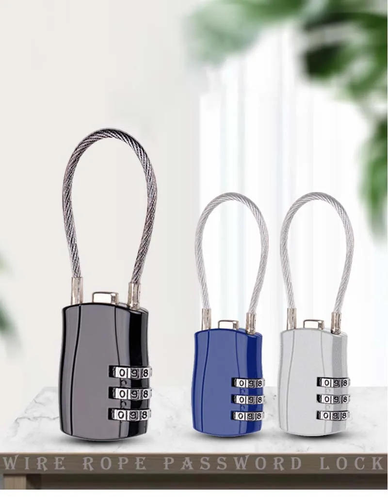 Description Picture 3 of item1pc Combination Lock Soft Steel Cable Wire Lock Storage Cabinet Electric Vehicles File Cabinet Tool Box Case Password Lock