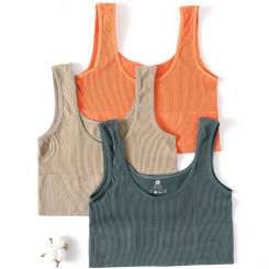 Women Tank Top Ribbed Crop Tops Female Seamless Underwear Wireless Bras Sexy Lingerie Girls Fitness Camis O-neck Sports Camisole
