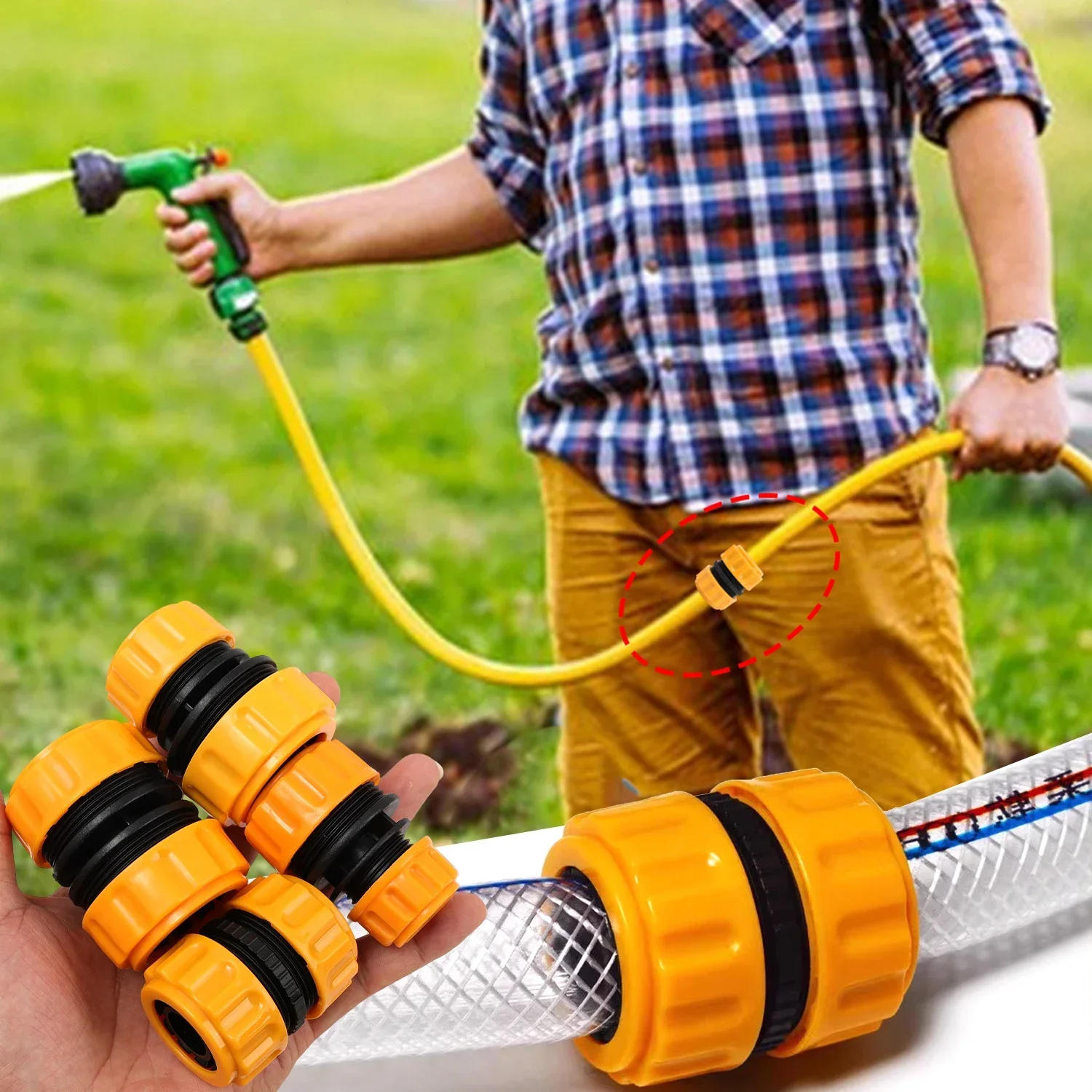 Description Picture 5 of item1-10pcs Quick Water Pipe Connector Double Joint Hose Coupling Adapter Repair Damaged Hose Garden Pipe Joint Extender Accessories