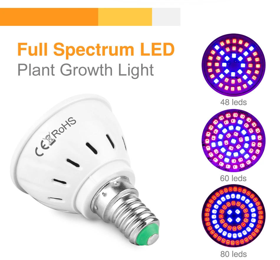 Description Picture 6 of itemPhyto Lamp Full Spectrum LED Grow Light E27 E14 Plant Lamp Fitolamp For Indoor Seedlings Flower Fitolampy Grow Tent Box