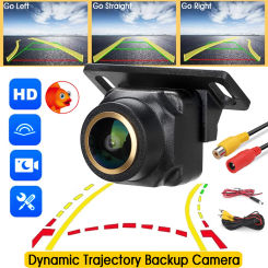 Dynamic Trajectory Backup Camera, HD 170° Wide Angle Fisheye Golden Lens Full Color Night Vision Front/Rear/Left/Right View Car