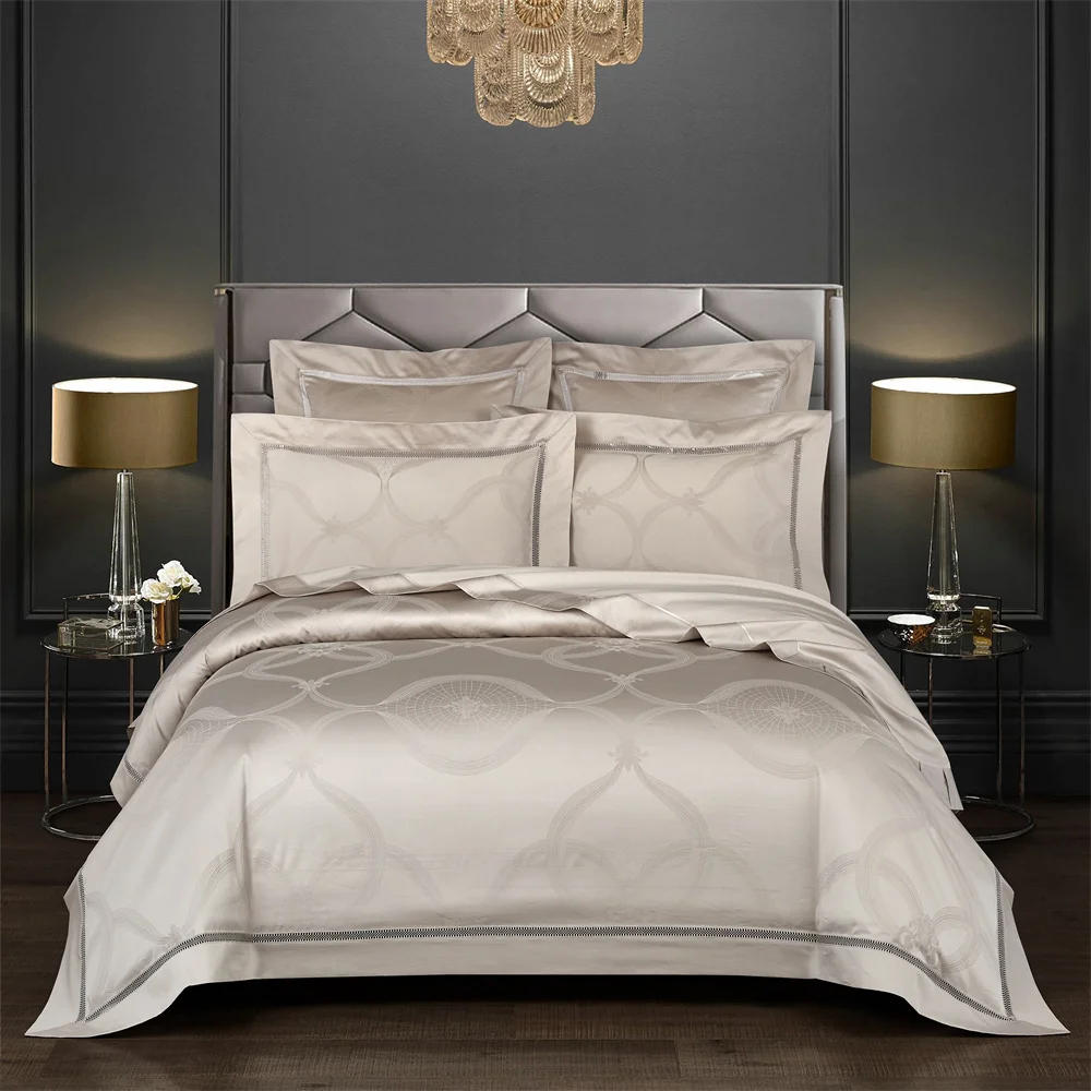 Description Picture 2 of itemSvetanya Family European Egyptian Cotton Duvet Cover Set 4/6/7Pcs Jacquard Queen King Bed Linens Bedding Sets