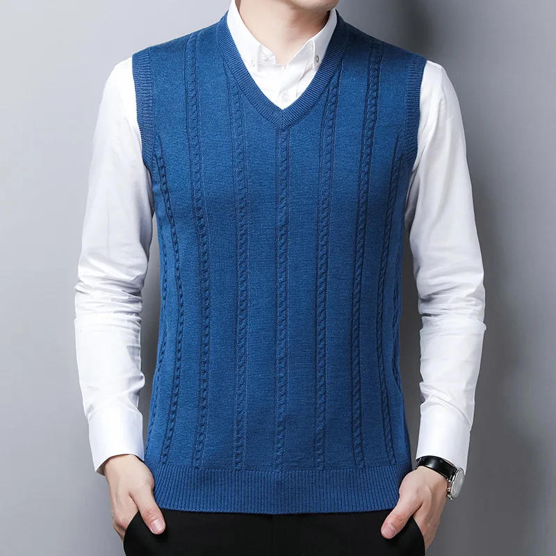 Description Picture 6 of itemMen Knit Vest Basic Sweater Sleeveless Warm for Autumn Winter Solid Fashion Casual Retro Vintage Male Clothing 00275