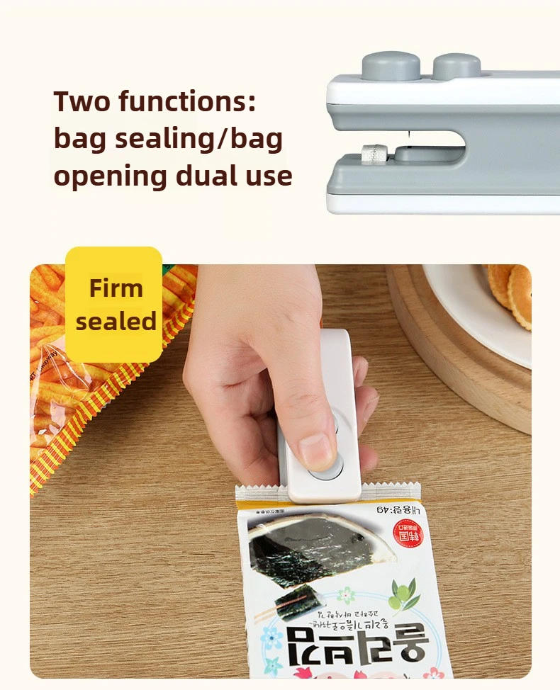 Description Picture 6 of item2 in 1 Mini Bag Heat Sealer Storage Package Snack Sealer Clip Handheld Plastic Bag Heat Sealing Machine USB Rechargable