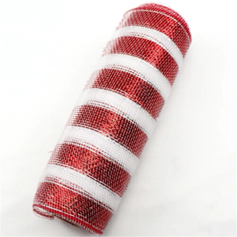 Description Picture 3 of itemRed & White Candy Cane Decor Mesh Roll 26cmx10yard Wreath Tree Stripes Ribbon Net Yarn Mesh Ribbon
