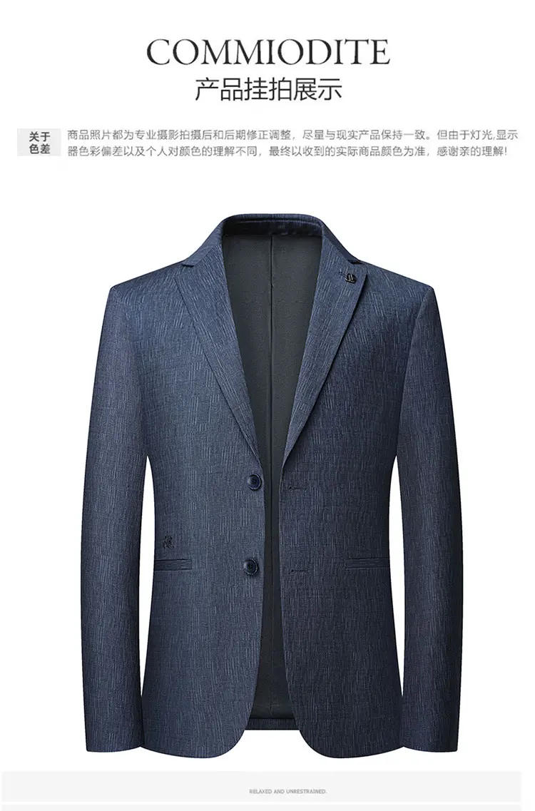 Description Picture 4 of itemMens Blazer Jacket Fashion Business Handsome Gentleman Korean Version of British Fashion Trend Casual Wedding Work Blazer