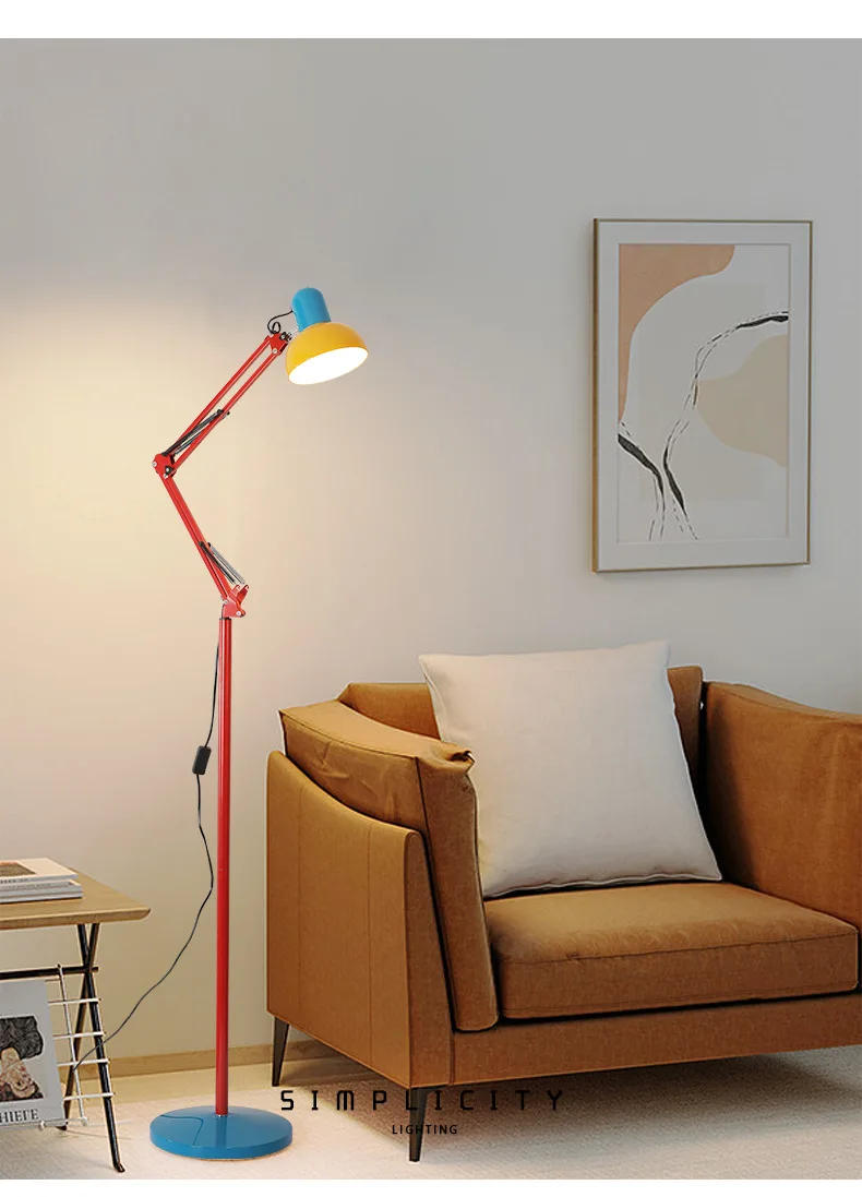 Description Picture 3 of itemMechanical Arm Decorative Art Floor Lamp Color Long Arm Telescopic Station Lamp Living Room Bedroom E27 Rotatable Lamp
