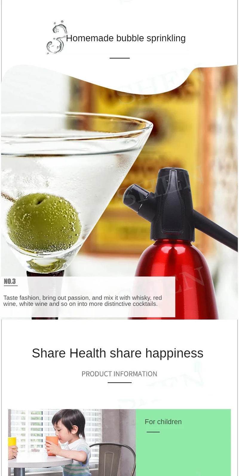 Description Picture 6 of itemProfessional Soda Water Siphon 1L Aluminum CO2 Sparkle Soda Maker Bar Tools