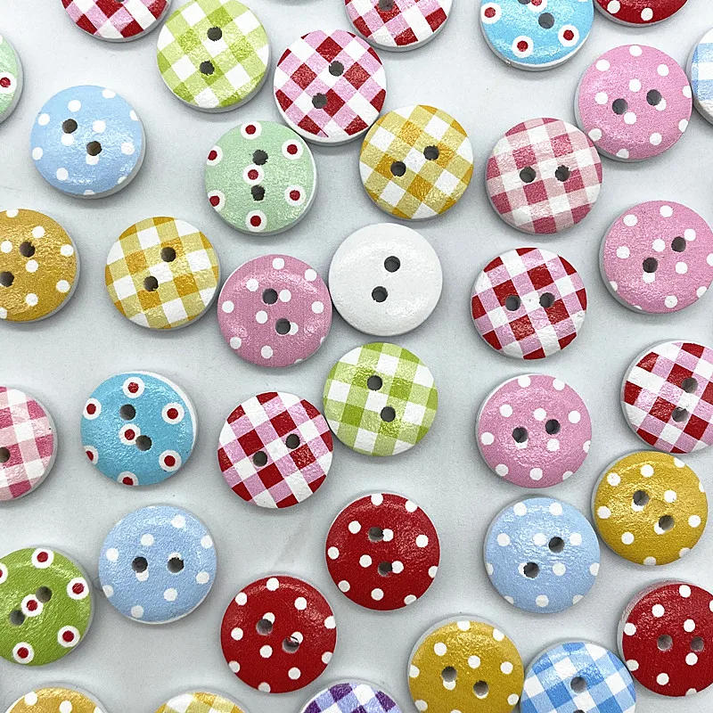 Description Picture 4 of item30pcs 15mm A Variety of Styles of Mixed Wood Buttons Round Button Monogrammed Love Scrapbooking for Wedding Decor Sewing
