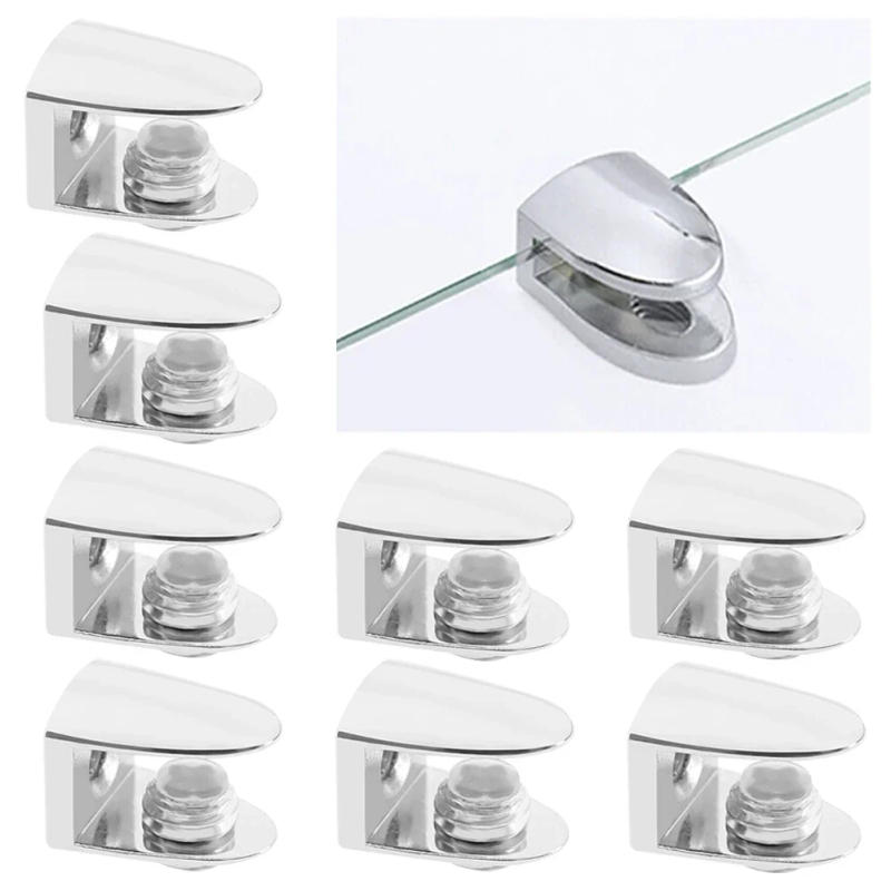 Description Picture 4 of item8Pcs Glass Clamp Adjustable Zinc Alloy Glass Clip Wall Mounting Shelf Clamp Holder Flat Back Mount Holder For Staircase Handrail