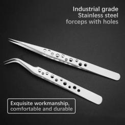 Industrial Tweezers Electronics Anti-static Curved Straight Tip Precision Stainless Hand Tools Sets Forceps Phone Repair New