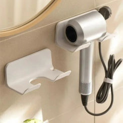Hair Dryer Stand Holder Wall Mounted, ABS Punch Free Blow Dryer Holder Rack, Organizer For Hair Dryer, White ,Black