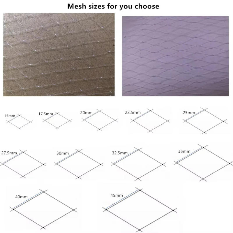 Description Picture 3 of item0.15mm Thickness Semi Finished Product Fishing Net Gill Net Monofilament Nylon Network Fishing Gear Reservoir Fish Net Supplies