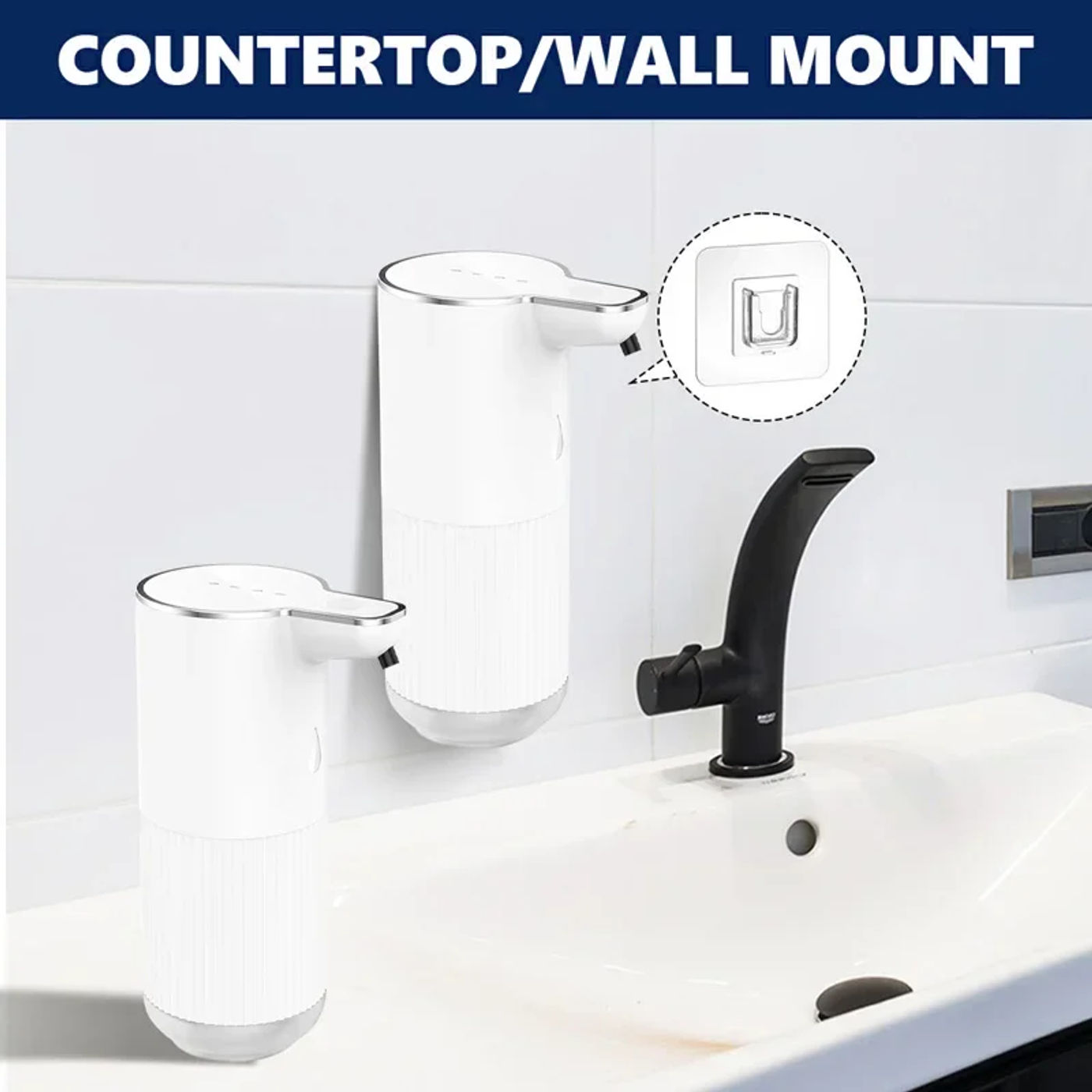 Description Picture 4 of item​​​​350ML ​​Wall-mounted Automatic Foam Gel Soap Dispenser USB Charging Bathroom Smart Washing Hand Machine Adjustable Switch