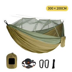 300×200CM Plus Size Outdoor Double Hammock with Mosquito Net Portable Nylon Hanging Bed Garden Furniture Sets Camping Equipment