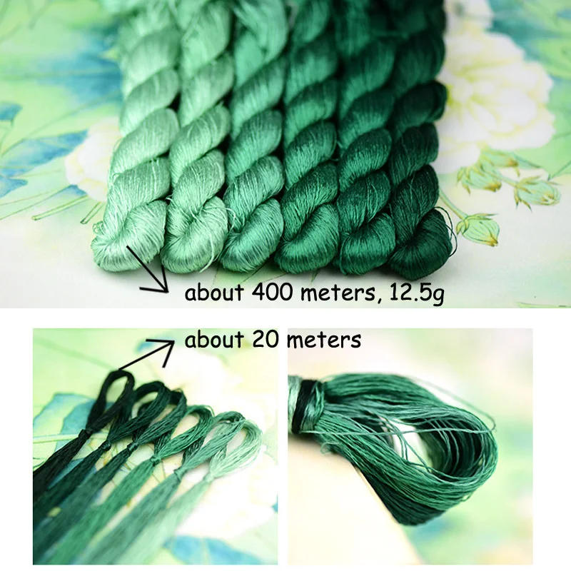 Description Picture 2 of item100% Mulberry Silk Thread Floss Yarn Natural  Embroidery Threads Yarns Turquoise Wedgewood Blue Cyan 37 40 42 43 45 46 47 48