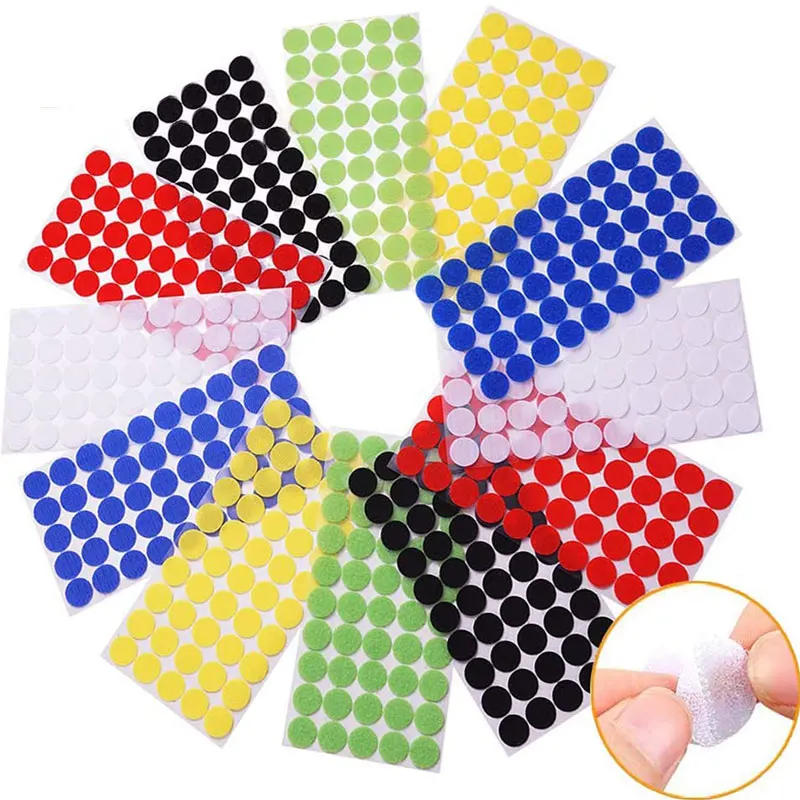 Description Picture 2 of item100Pairs Strong Self Adhesive Fastener Tape Round Dots Stickers Nylon Hook Loop Sticker Tape Sewing Craft Accessories 10mm 15mm
