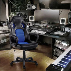 SmileMart Adjustable Swivel Artificial Leather Gaming Chair, Blue furniture  gaming chair  computer chair