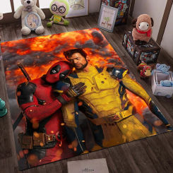 Marvel Movie Deadpool & Wolverine Living Room Plush Carpet Lounge Rug Deadpool Bedroom Bedside Rug Wolverine Floor Mat Decor
