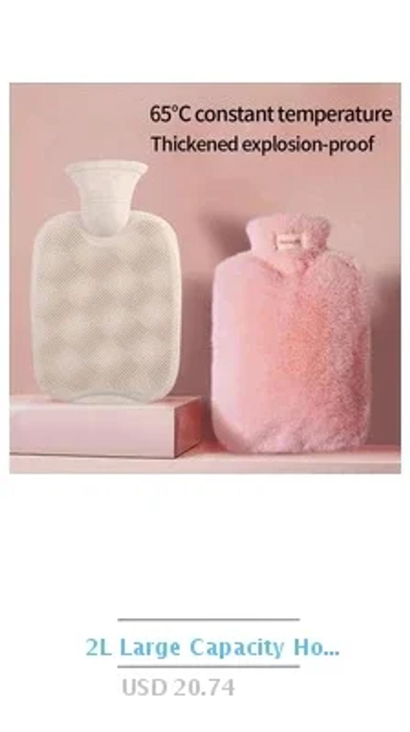 Description Picture 4 of item2000ml Hot-water Bag Cover Plush Hot Water Bottle Protecter Soft Hand Warmer Portable 2L Hot-water Bag Winter Warming Products