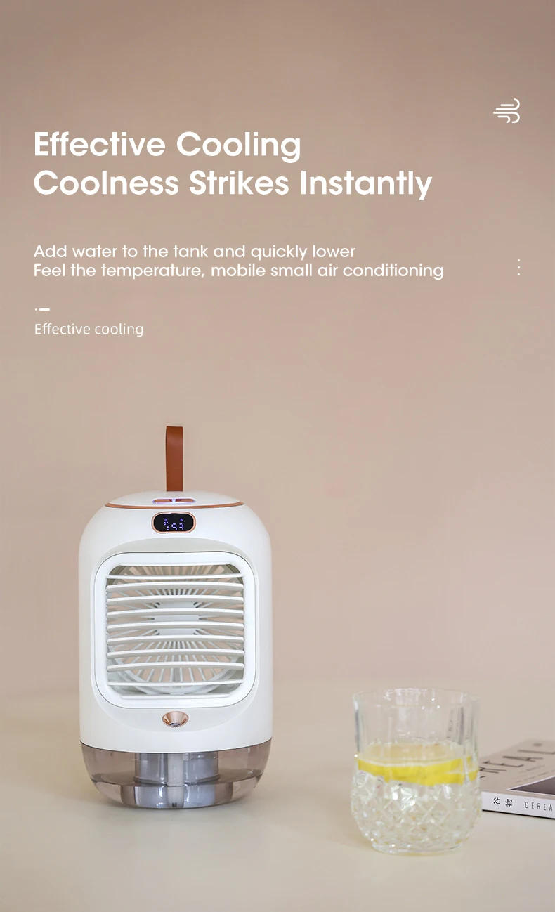 Description Picture 5 of itemNight Light Electric Fan Air Conditioner Rechargeable Mini Mobile Appliances Household Silen Tventilator Desktop Fan Humidifier