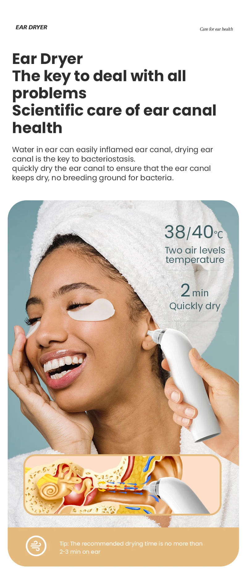 Description Picture 5 of itemEar Dryer Smart Thermostat Low Noise Ear Care Device Prevents Bacterial Growth Prevent Ear Canal Inflammation Dry Ear Canal