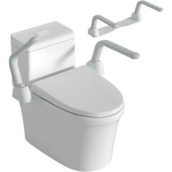 Toilet Safety Rails for Elderly, Toilet Handrail Armrest with Flip Up Heavy Duty (480 LBS), Adjustable Height and Width