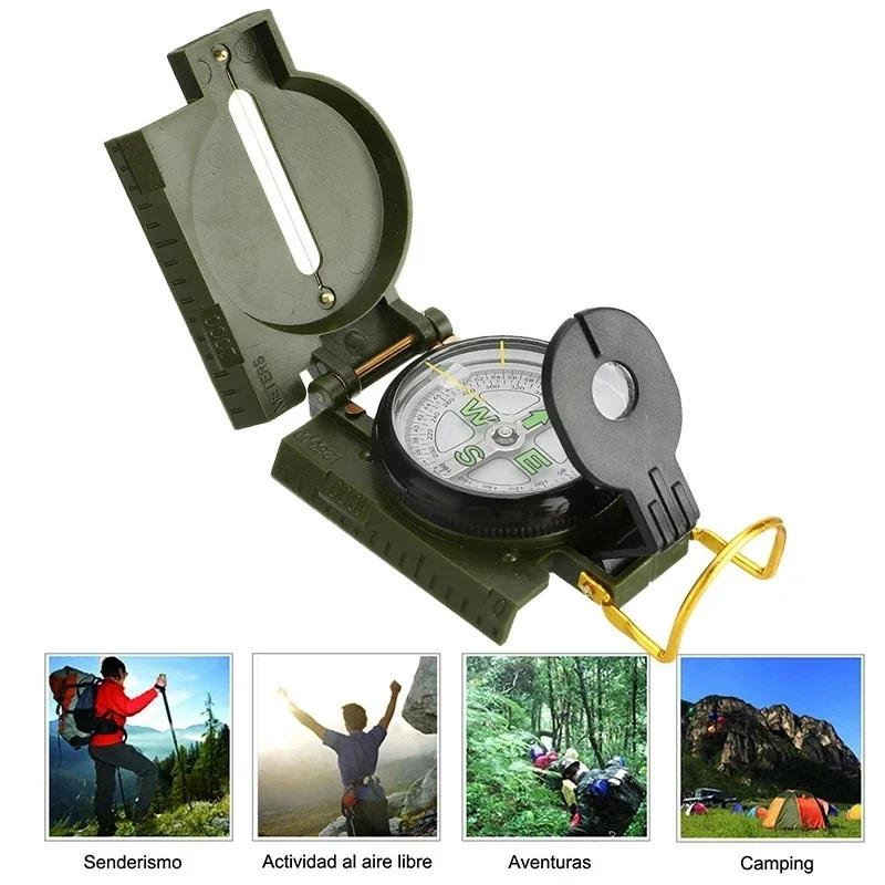 Description Picture 3 of itemNew Portable Compass Outdoor Camping Folding Compass Green Hiking Survival Trip Precision Navigation Expedition Tool