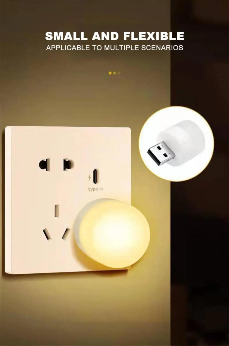 Description Picture 3 of itemUSB Book Lights Plug Lamp Night Light USB Mini LED Computer Mobile Plug Book Lamps Power Bank Charging Small Round Reading