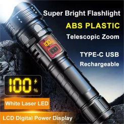 High Power Laser LED Flashlights USB Rechargeable Strong Hand Light Multifunctional Torch Lamp For Emergency Camping
