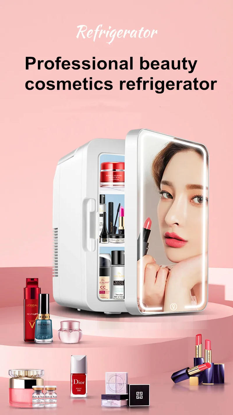 Description Picture 2 of item8L/12L Mirror Cosmetics Refrigerated Cosmetic Mini Refrigerator Mask Temperature Regulation Function Touch LED White Fashionable