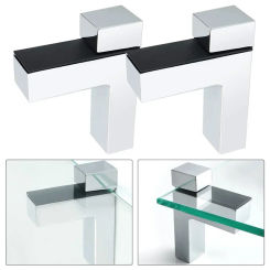 2pcs Glass Shelf Brackets Adjustable Clamp Glass Shelf Support Plate Holder Bracket Bathroom Wall Mount Support Fixed Clamp
