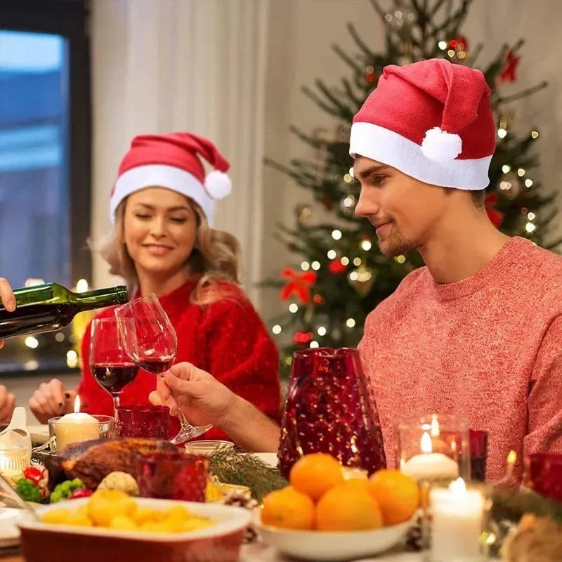 Description Picture 6 of item20/1PCS Red Christmas Hats Non-woven Fabric Santa Claus Hats Cap Christmas Festival Party Decor New Year Gift for Adults Kids