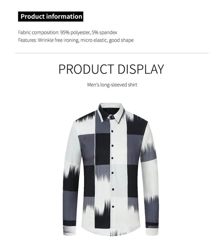 Description Picture 3 of itemTrend Striped Gradient Printed Shirt for Men Summer Long Sleeve Slim Casual Social Shirts Party Nightclubs Tuxedo Blouse M-6XL