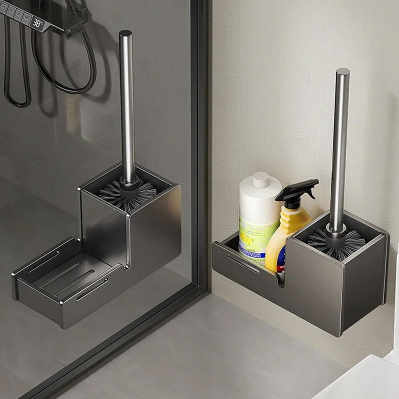 Description Picture 3 of itemToilet Brush Holder Wall Mounted Bathroom Cleaning Brush Aluminum Toilet Brush For Cleaning Storage
