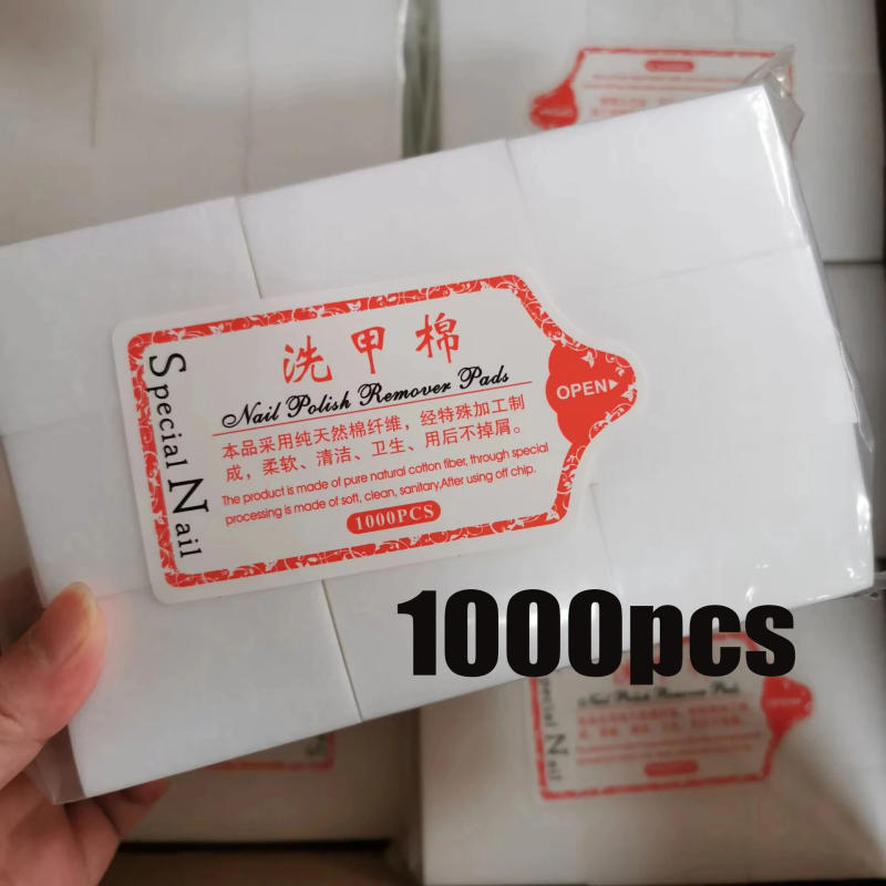 Description Picture 3 of item1000/600Pcs Professional Nail Wipe 100% Cotton Pads Lint-Free Nail Cotton Gel Polish Remover Nail Art Cleaning Tools