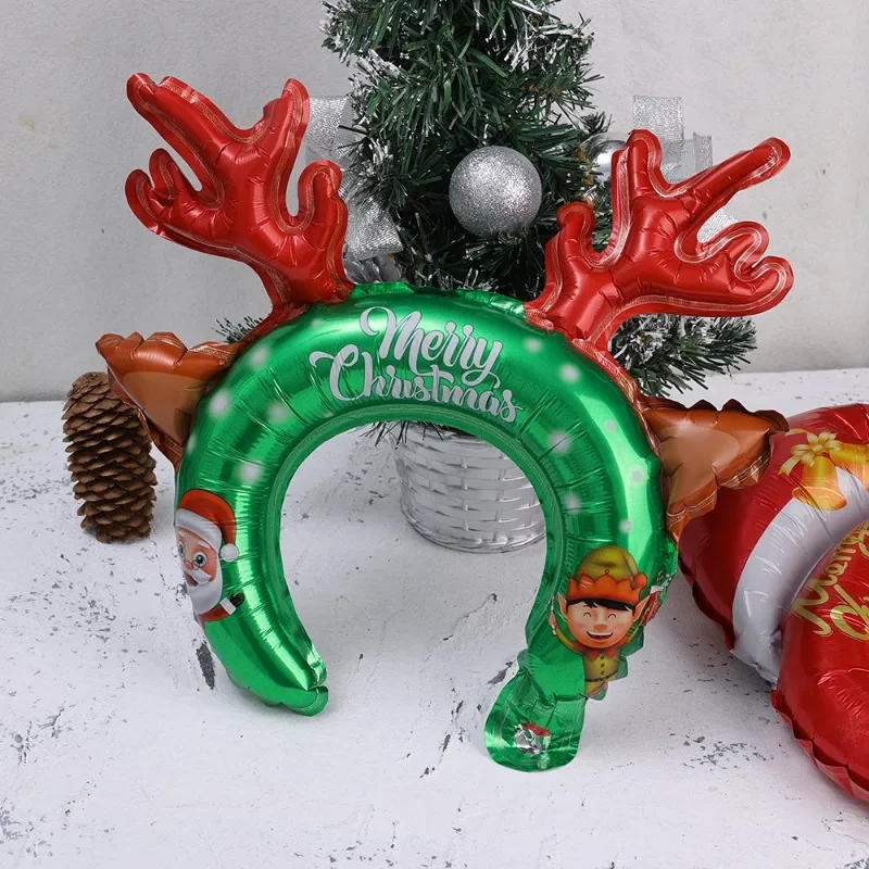 Description Picture 4 of item1/20PCS Christmas Balloons Headband Santa Claus Antlers Hair Band Foil Balloon Happy New Year Christmas Decor Children Gifts