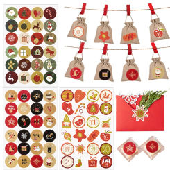 96pcs/4 Sheets Christmas Labels Stickers Christmas Advent Calendar Number Sticker 2023 Navidad DIY Gift Packaging Sealing Label
