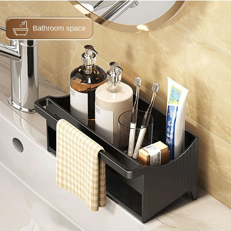 Description Picture 4 of itemKitchen Sink Rack with Self-draining Tray Sponge Rag Organizer Bathroom Cosmetic Holder Bathroom Shelf Kitchen Accessories Rack