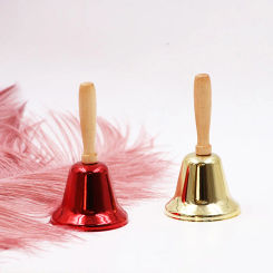 Wooden Christmas Hand Bell Jingle Bells Crisp Tone Santa Claus Attraction Attention School Wedding Party Supplies Xmas Decor