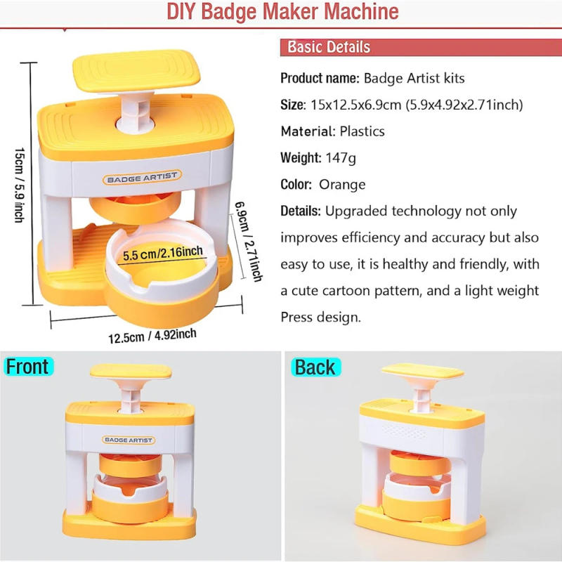 Description Picture 5 of itemMini Pin Badge Making Machine, DIY Badge Button Maker Machine with 48Pcs Part+Cute Sticker+Circle Cutter, Pin Badge Button Press