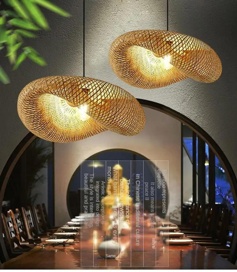 Description Picture 2 of itemZK20 Bamboo Weaving Chandelier Lamp 60/50/40cm Hanging LED Ceiling Light Pendant Lamp Fixtures Rattan Woven Home Bedroom Decors