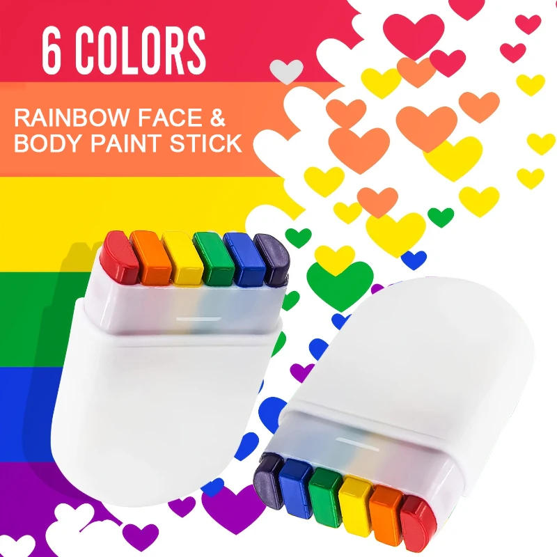 Description Picture 5 of item6 Color Rainbow Face Paint,Easy to Apply Face crayons,1/2pcs Face Color Stick Removable Portable Face Art for Parties & Festival