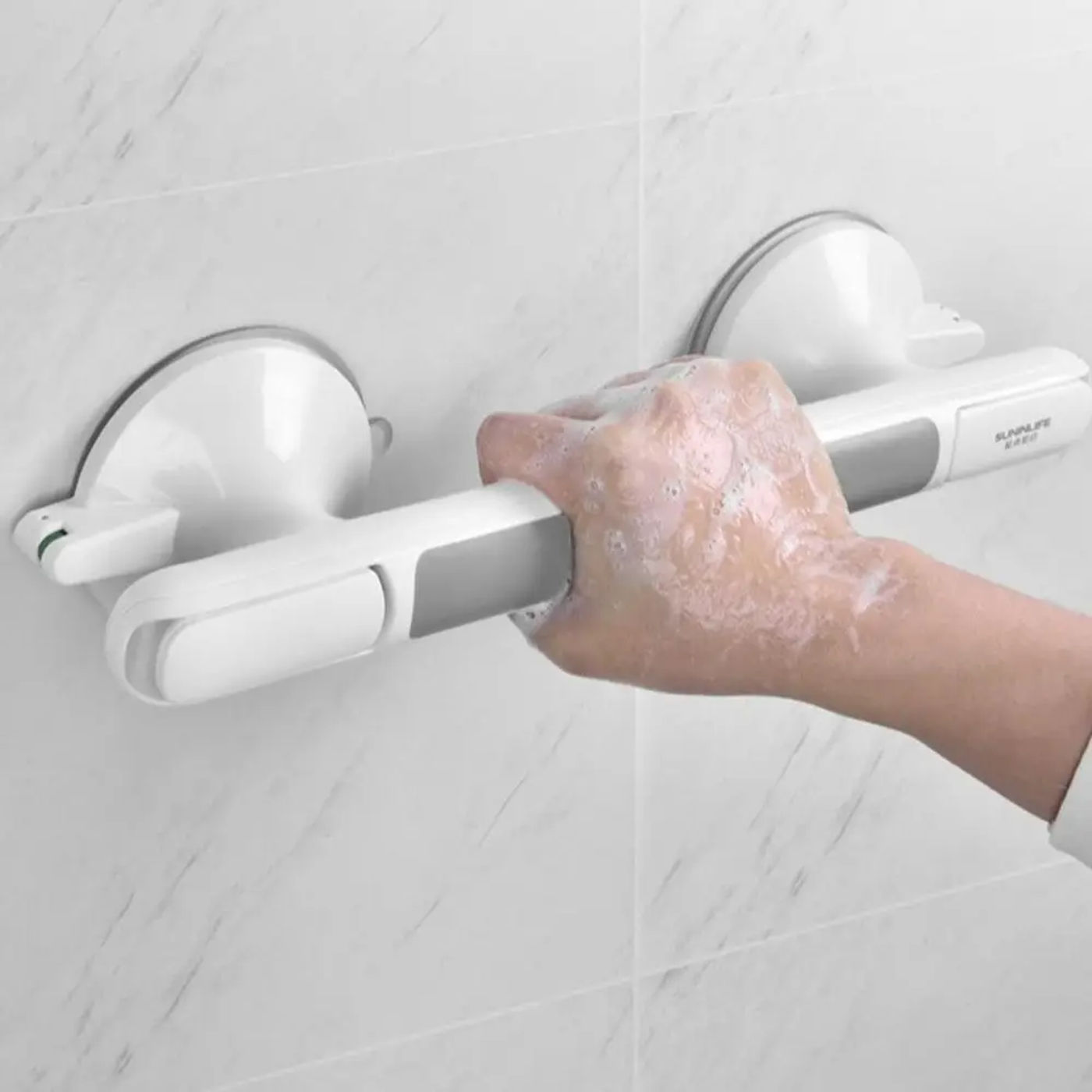 Description Picture 2 of itemWhite Ultra Grip Shower Handle Non-slip Armrest Barrier-free Handrail Toilet Handle Dual Locking Safety Grab Bars Bathtub