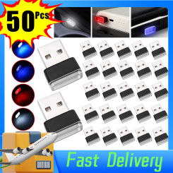 50PCS Mini USB LED Car Light Ambient Night Light Decorative Lamp Auto Interior Atmosphere Emergency PC Mobile Power Charging